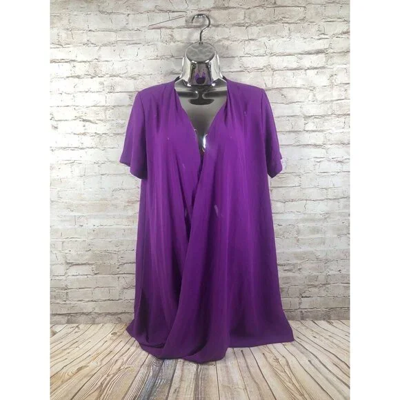 LUSH womens S lavender purple fold over front tunic blouse - Picture 2 of 10